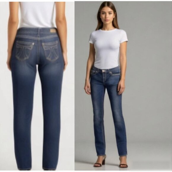 Seven7 Blue Straight Leg Blue Jeans size 10​​​​​​​​ - Picture 1 of 15